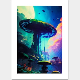 Abstract Another World Mushroom Citadel Posters and Art